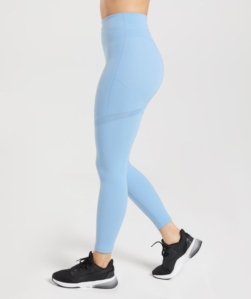 Legginsy Gymshark Whitney Mesh Damskie Głęboka Niebieskie | PL 074IQH